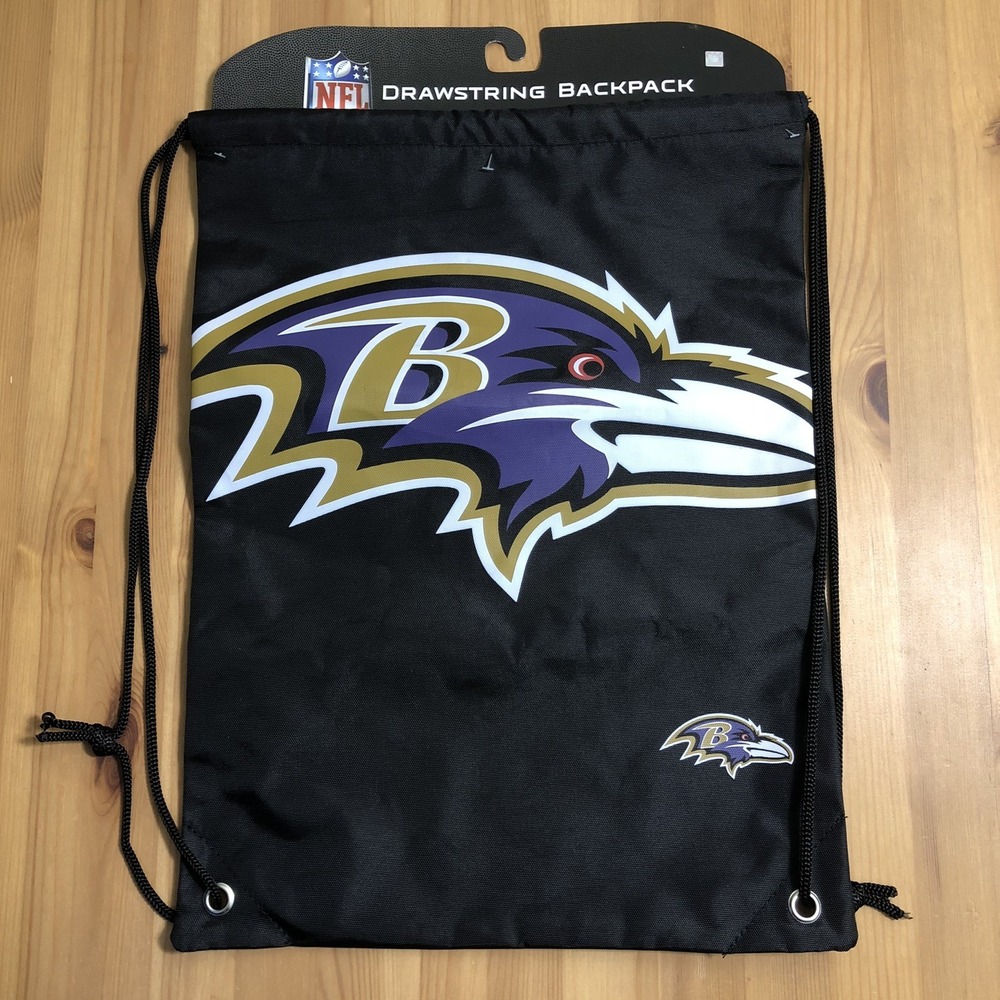Baltimore Ravens NFL Forever Collectibles Drawstring Bag Backpack Gym Bag Black